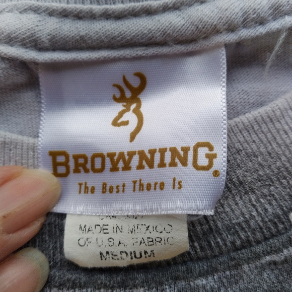 Browning Long Sleeve T-shirt Light Gray Size Medium - Picture 3 of 6